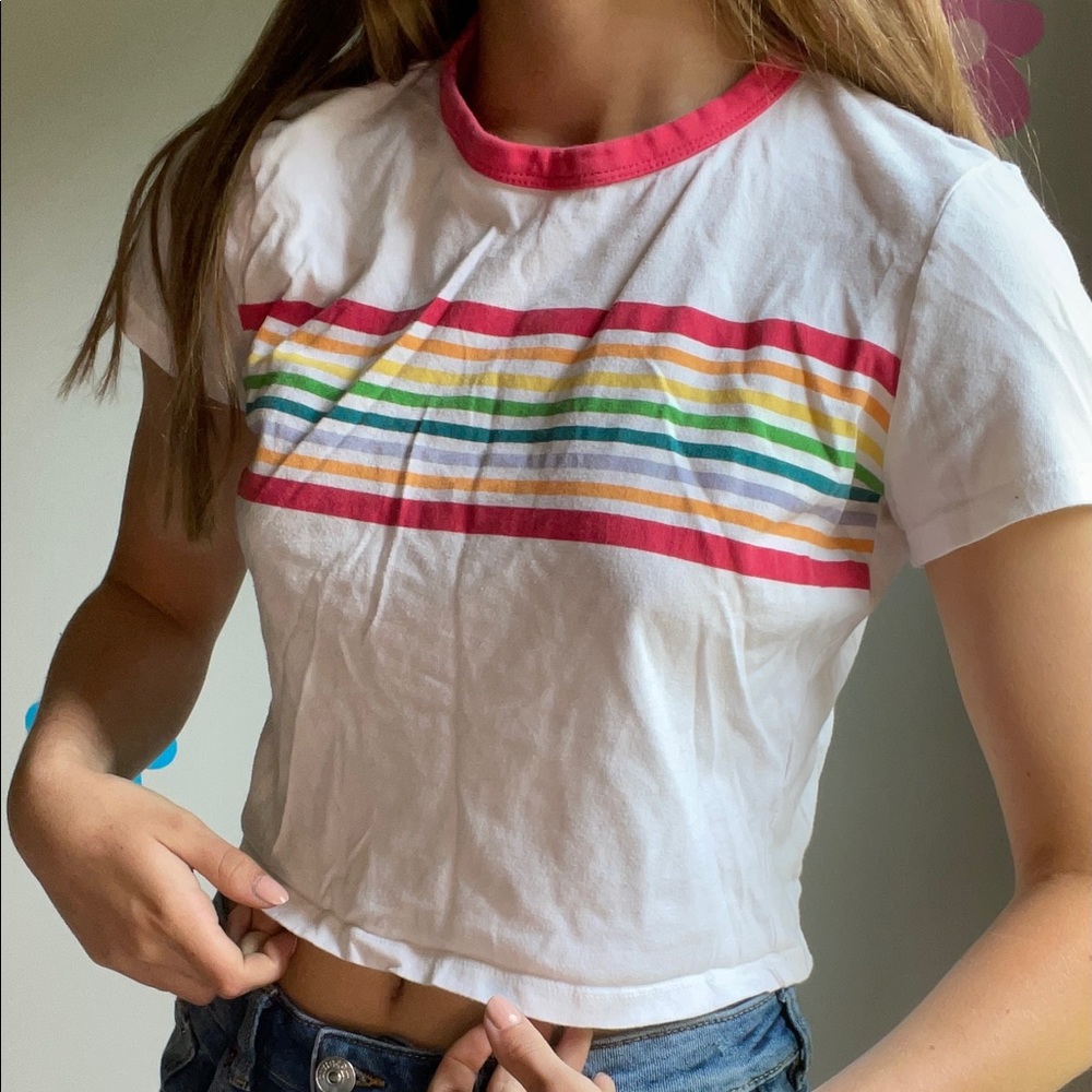 H&M rainbow crop top tee 🌈